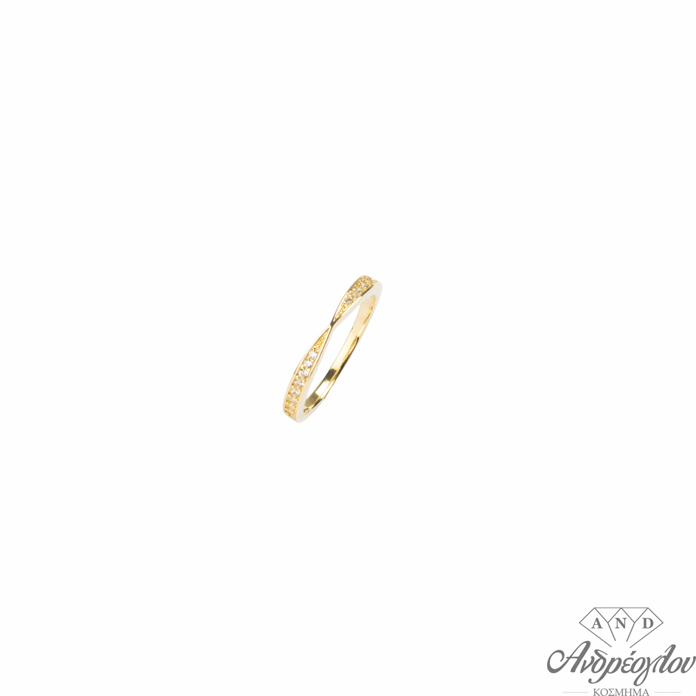 ΠΕΡΙΓΡΑΦΗ:Ασημένιο δαχτυλίδι(βεράκι) 925 επιχρυσωμένο, διαθέτει λευκές πέτρες zircon.  ΧΡΩΜΑ:Χρυσό