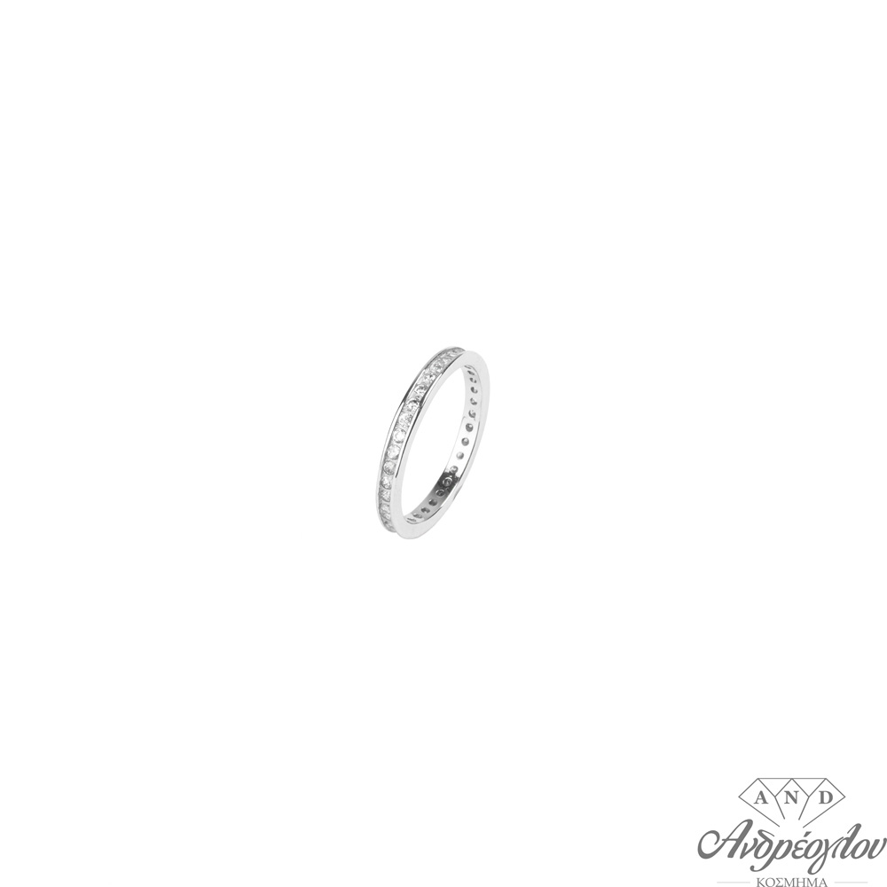 ΠΕΡΙΓΡΑΦΗ:Ασημένιο δαχτυλίδι(βεράκι) 925 επιπλατινομένο, διαθέτει λευκές πέτρες zircon.  ΧΡΩΜΑ:Λευκό