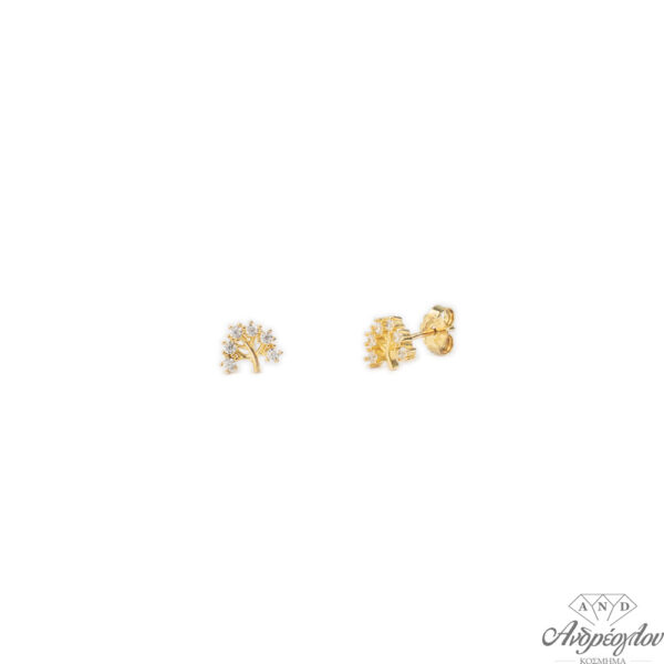 Ασημένια 925 καρφωτά σκουλαρίκια, επιχρυσωμένα