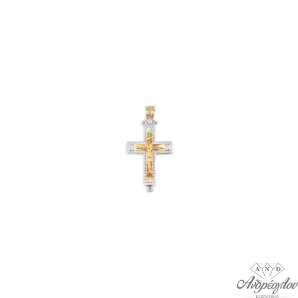 CHARACTERISTICS:Silver  925 Men's cross with the crucified.It has goldplated elements.It opens on the bottom place to put holly wood COLOR:White-Gold Dimension:3,5cm