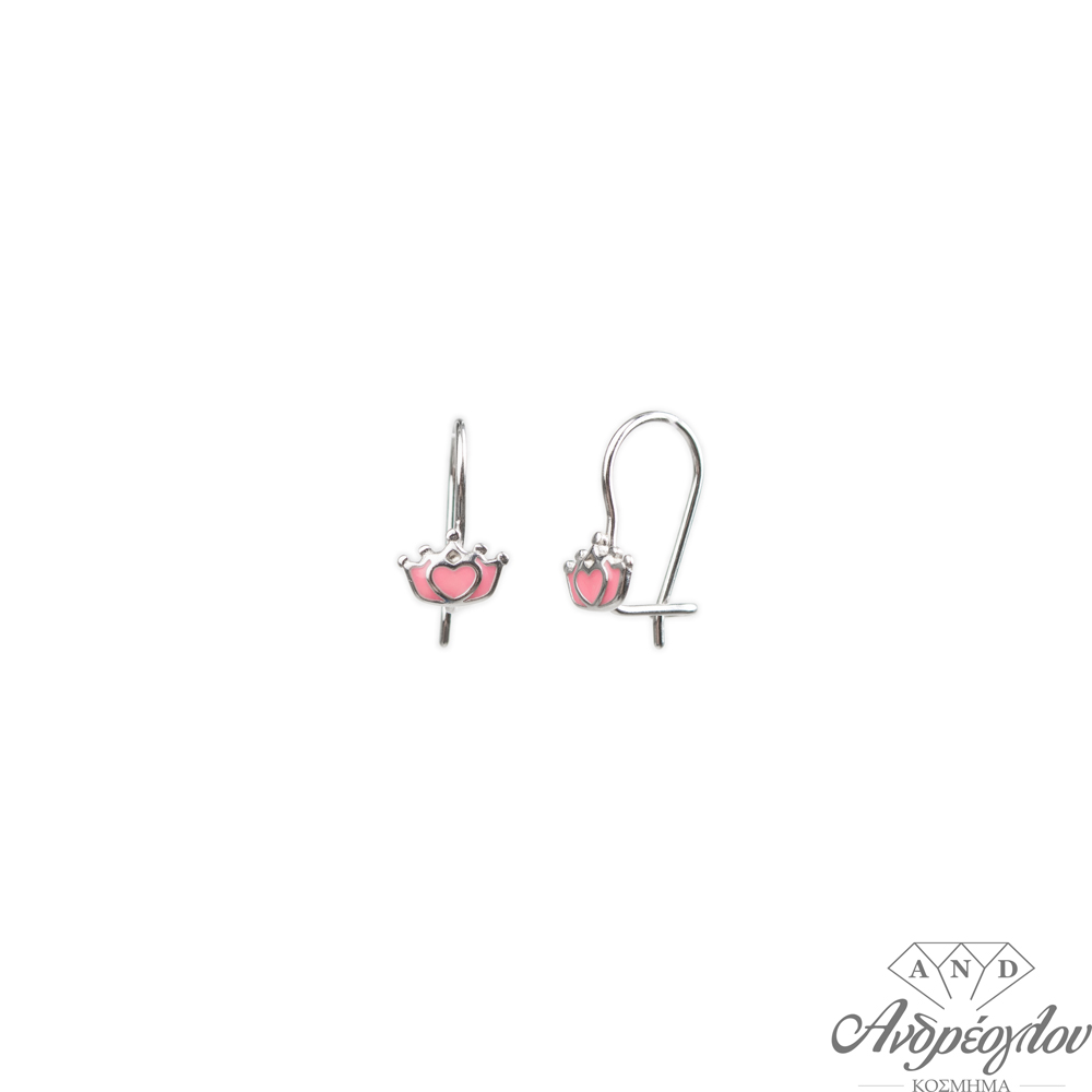Silver 925 children's pendant earrings with crown design.