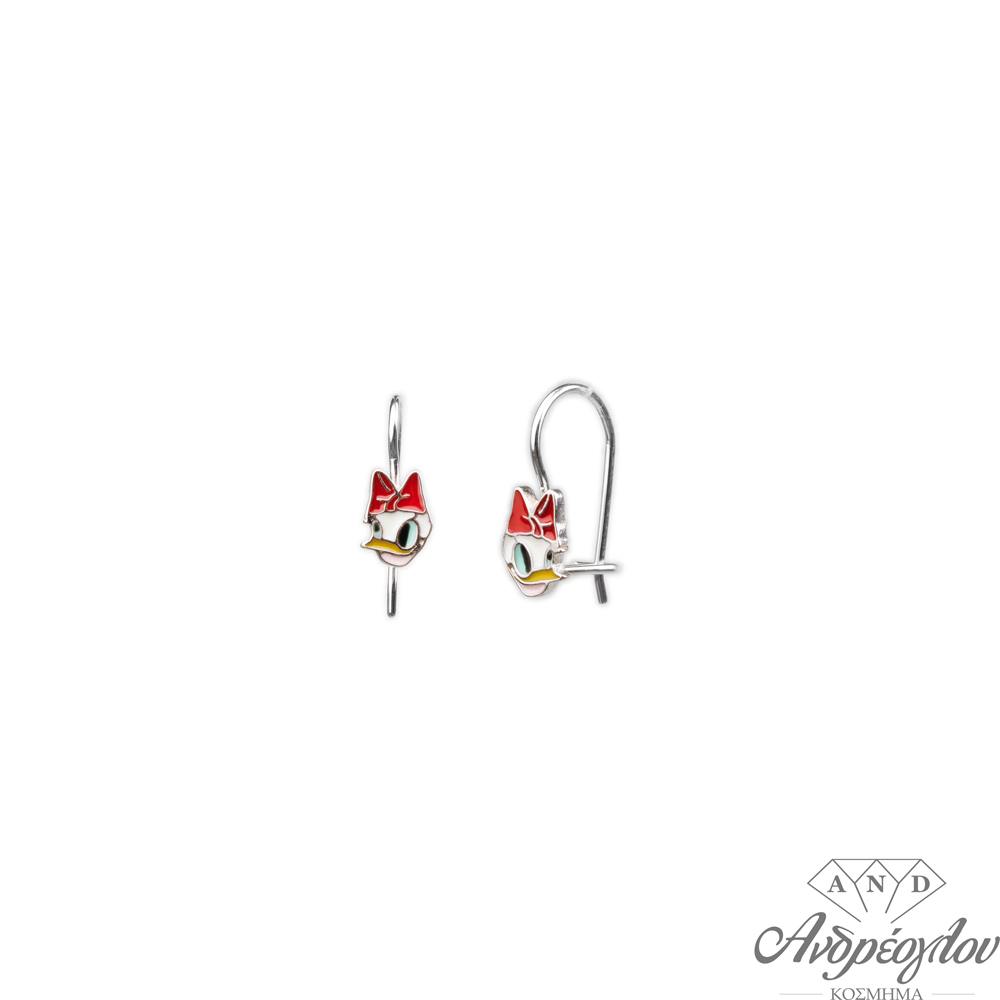 Silver 925 children's pendant earrings with Daisy duck design.