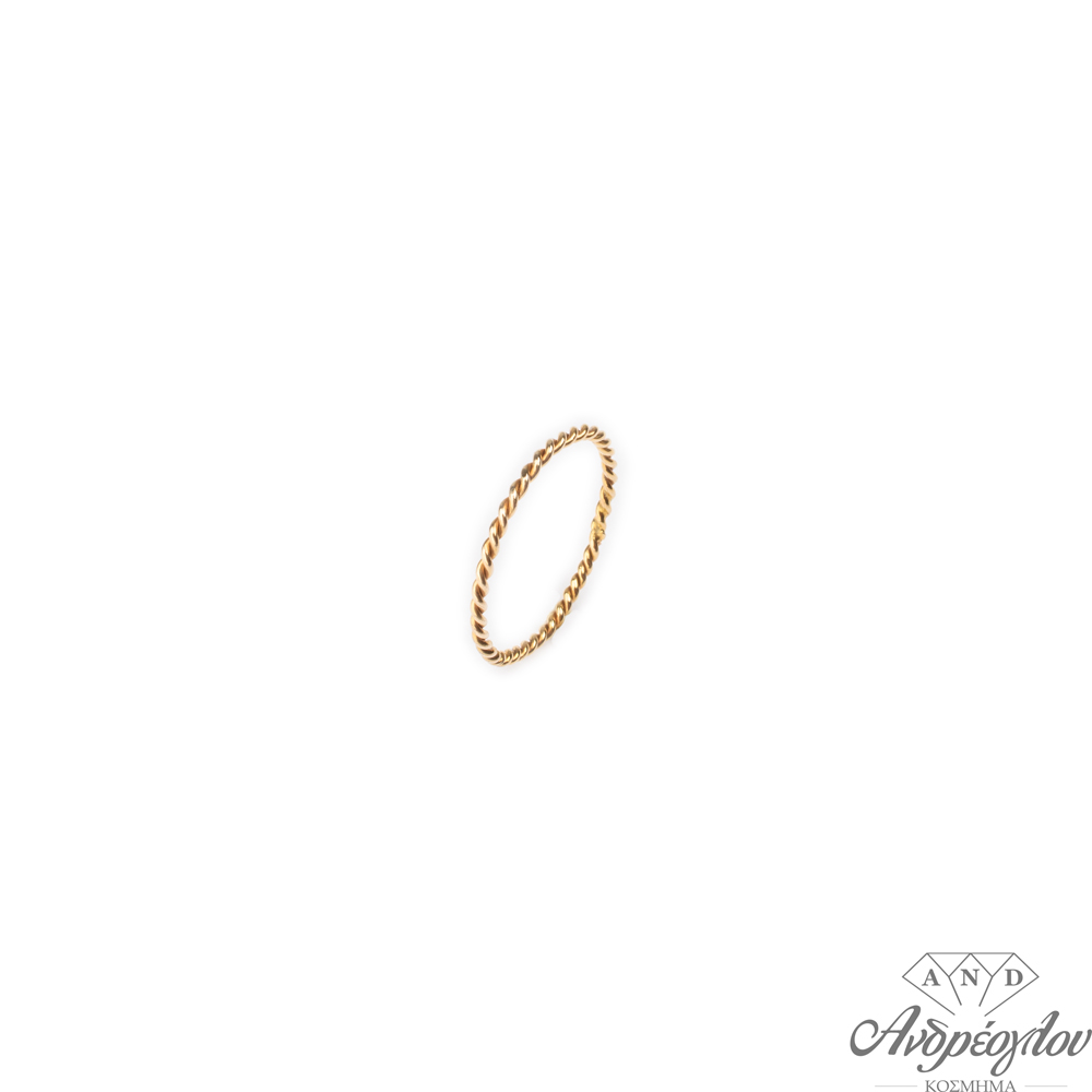 14 carat gold ring.  It has a special, twisted look.