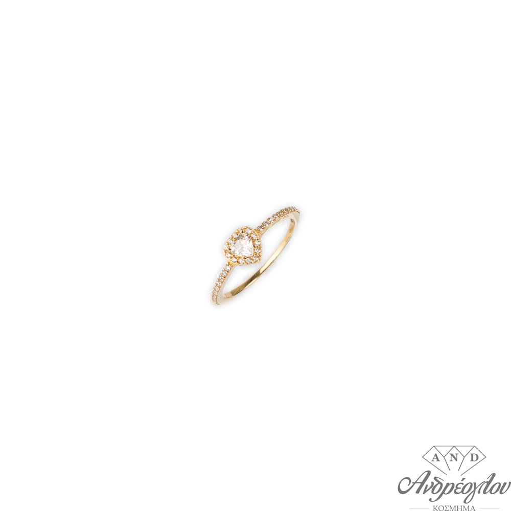 14ct Gold Ring.  It has a discreet heart-shaped zircon stone and around it