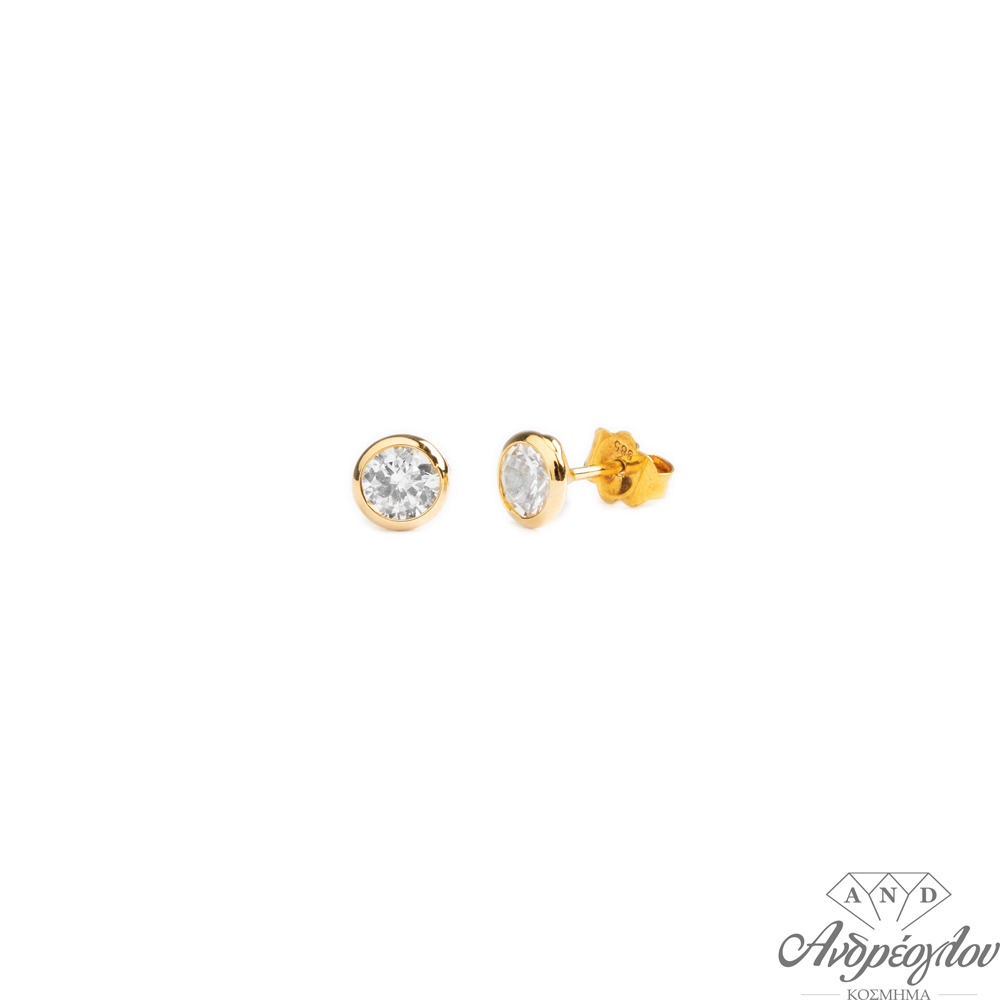 14ct gold earrings.  They have a zircon stone in the center and metal around it