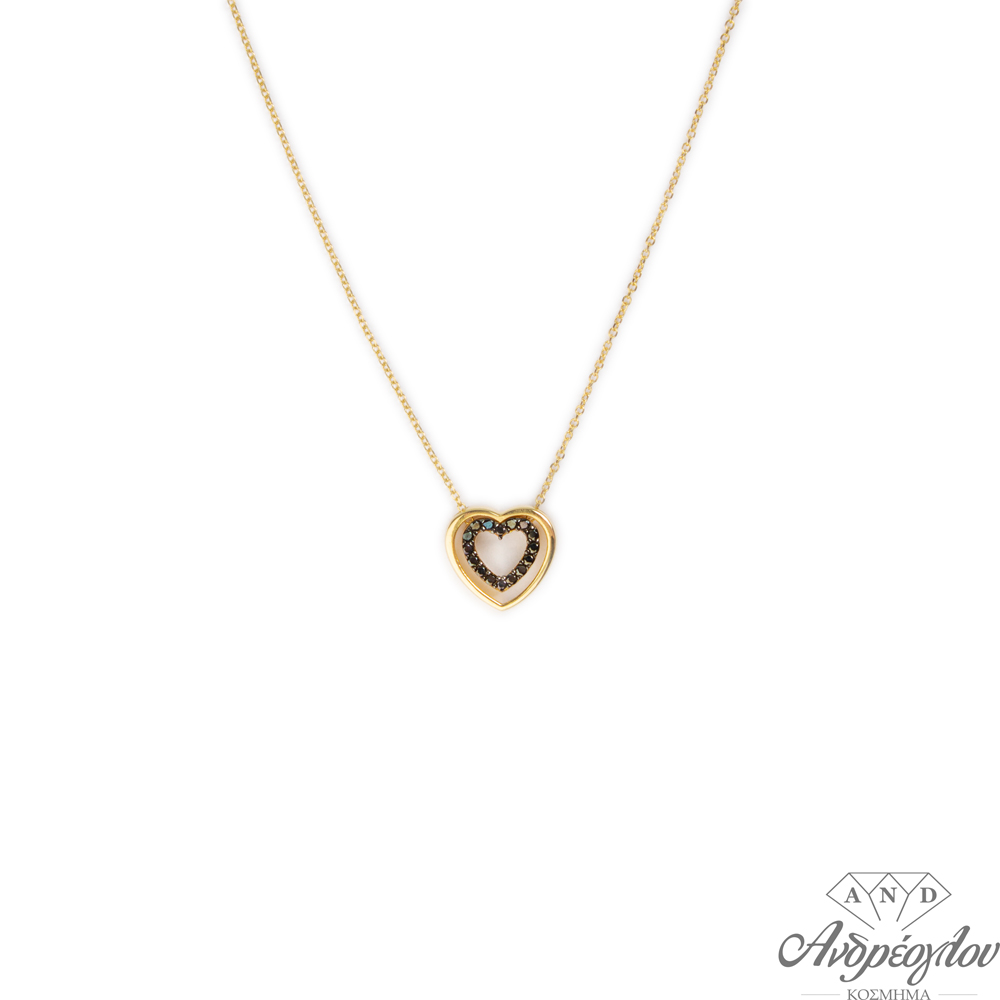 Description: 9ct Gold, Necklace.  It has 2 hearts which are passed one inside the other