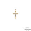 Description: 14 carat gold, cross.  It has 2 glossy textures mainly