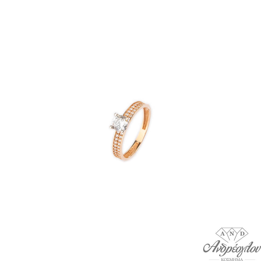 Χρυσό 14 καράτια, δαχτυλίδι. Δίχρωμο δαχτυλίδι σε χρώματα ροζ και λευκό.
