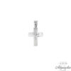 14ct white gold, cross.  It has a somewhat matte texture