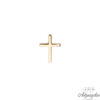 14 carat gold, cross.  It has a glossy texture and a special, square stone on its right side.